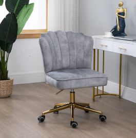 Shell Velvet Fabric Upholstered Home Office Chair Gold Base-Silver