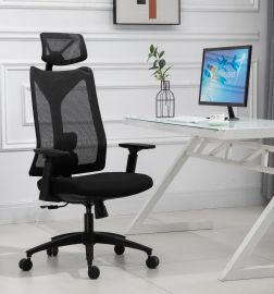Ergonomic Executive Office Chair Black Mesh Headrest High Back 3D Armrest