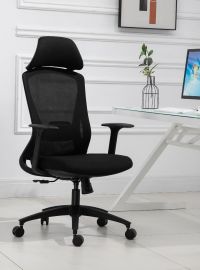 Ergonomic Office Chair Computer Chair Mesh Curved Headrest High Back Black