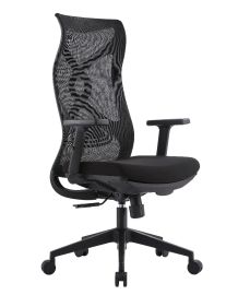Ergonomic Office Chair Black Mesh High Back 2D Armrest Telescopic Footrest