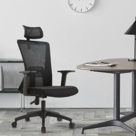 Ergonomic Office Chair Black Mesh High Back Headrest Adjustable Armrest