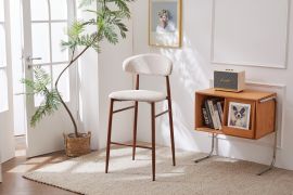 Set of 2 Fabric Boucle Bar Stool