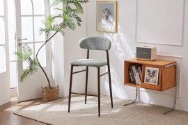 Set of 2 Green Boucle Bar Stool