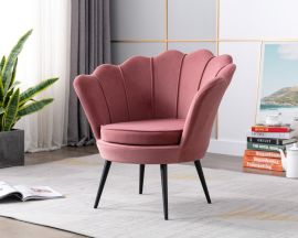 Velvet Shell Fabric Pink Armchair Lounge Chair Accent Armchairs Single Sofa
