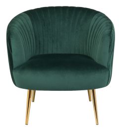 Armchair Lounge Chair Accent Retro Armchairs Velvet Emerald Green Golden Legs