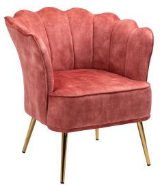 Shell Armchair Lounge Chair Accent Retro Armchairs Velvet Hot Pink