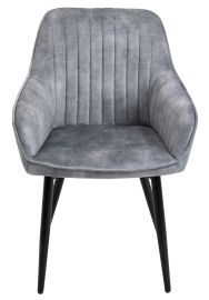 2 X Silver Fabric Velvet Upholstered Dining Chairs Metal Legs