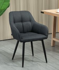 2x Grey Fabric Upholstered Dining Chair Metal Legs