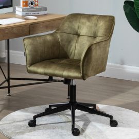 Olive Green Striped Velvet Fabric Upholstered Office Chair Home Office Chair