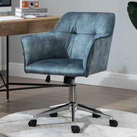 Blue Striped Velvet Fabric Upholstered Office Chair Home Office Chair