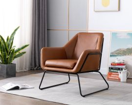 Brown PU Leather Armchair Lounge Chair Accent Armchairs Single Sofa