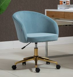 Blue Velvet Fabric Upholstered Office Chair Home Office Chair Chrome Base