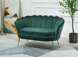 Two Seater Shell Armchair Velvet Dark Green Lounge Chair Accent Gold Legs 