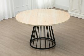 French Provincial Wash White Country Round Dining Table Metal Base