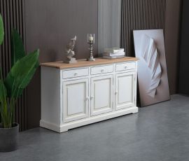 Antique Natural White Side Table Storage Cabinet