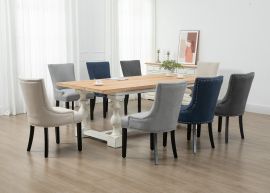 French Provincial Natural and Antique White Rectangular Dining Table