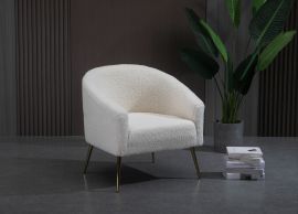 Imitation Lambskin Upholstered White Armchair Lounge Chair Armchair Single Sofa
