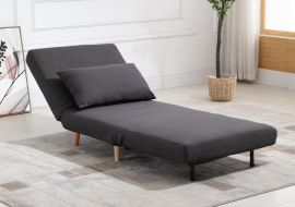 Wooden Frame Adjustable Sofa Bed Comfortable Chair Single Seater Dark Grey