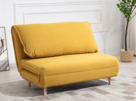 Wooden Frame Adjustable Sofa Bed Comfortable Chair 2 Seater Yellow Double Bed