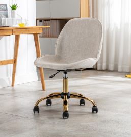 Beige Linen Office Chair 