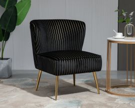 Black Slipper Accent Chair Lounge Chair Polyester Fabric Golden Legs