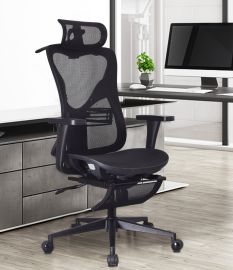 Executive Ergonomic High Mesh Back Office Chair Headrest Footrest Cloth Hanger
