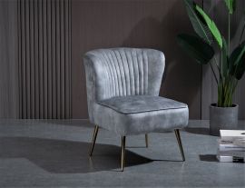 Silver Grey Polyester Slipper Accent Chair Lounge Chair Polyester Fabric Metal Frame