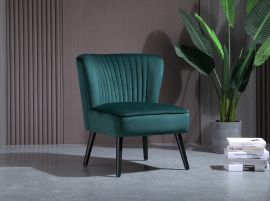 Dark Teal Velvet Slipper Accent Chair Lounge Chair Velvet Fabric Metal Frame