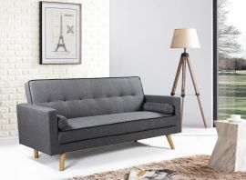Charcoal 3 Seater Sofa Bed with Roll Cushions